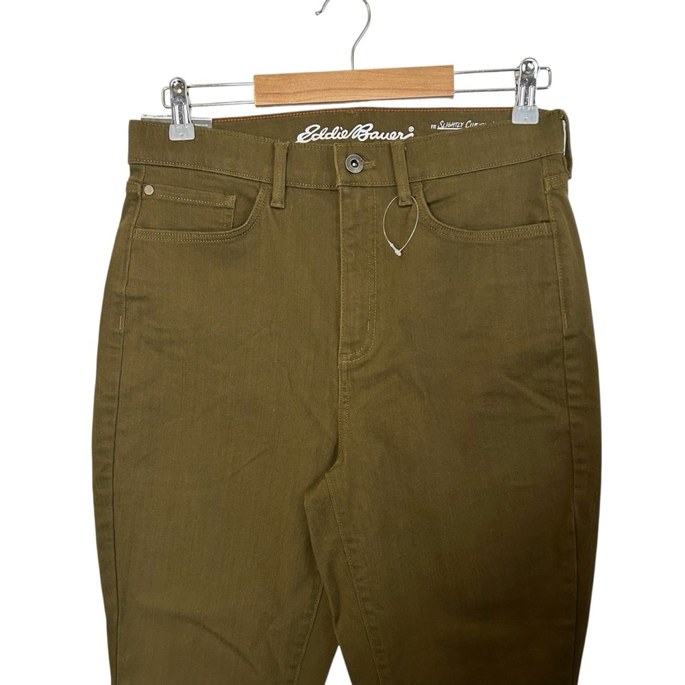 EDDIE BAUER Slightly Curvy High Rise Skinny Jeans in Olive - Picture 2 of 7